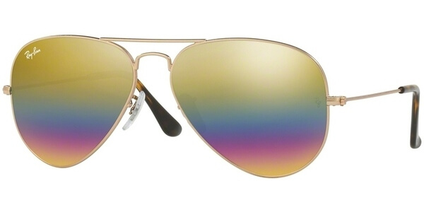 Sluneční brýle Ray-Ban® model 3025, barva obruby bronzová mat, čočka zlatá fialová zrcadlo, kód barevné varianty 9020C4. 