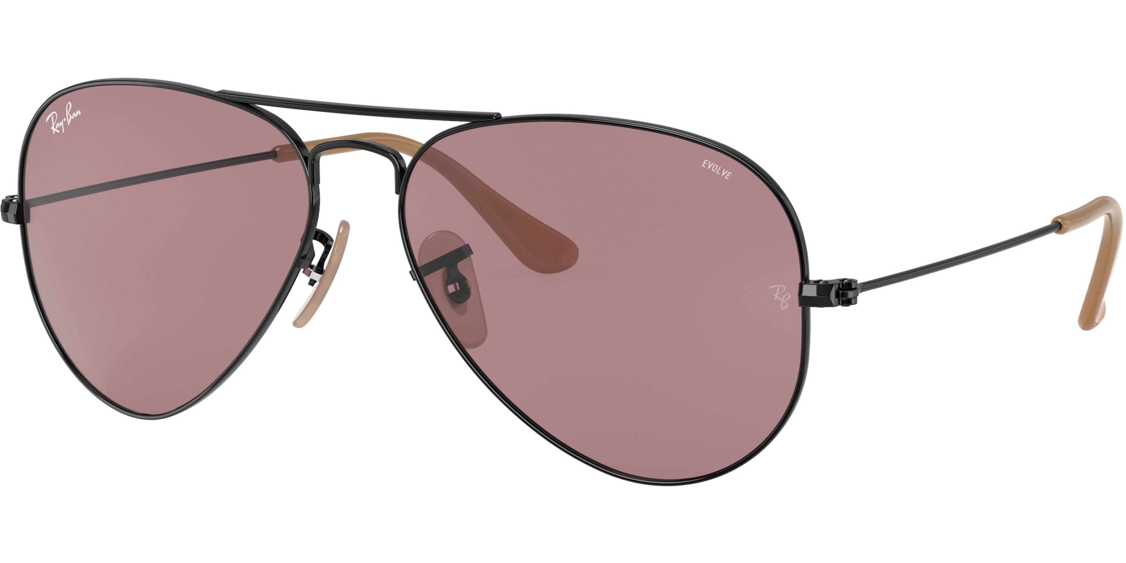 Sluneční brýle Ray-Ban® model 3025, barva obruby černá lesk, čočka fialová, kód barevné varianty 9066Z0. 
