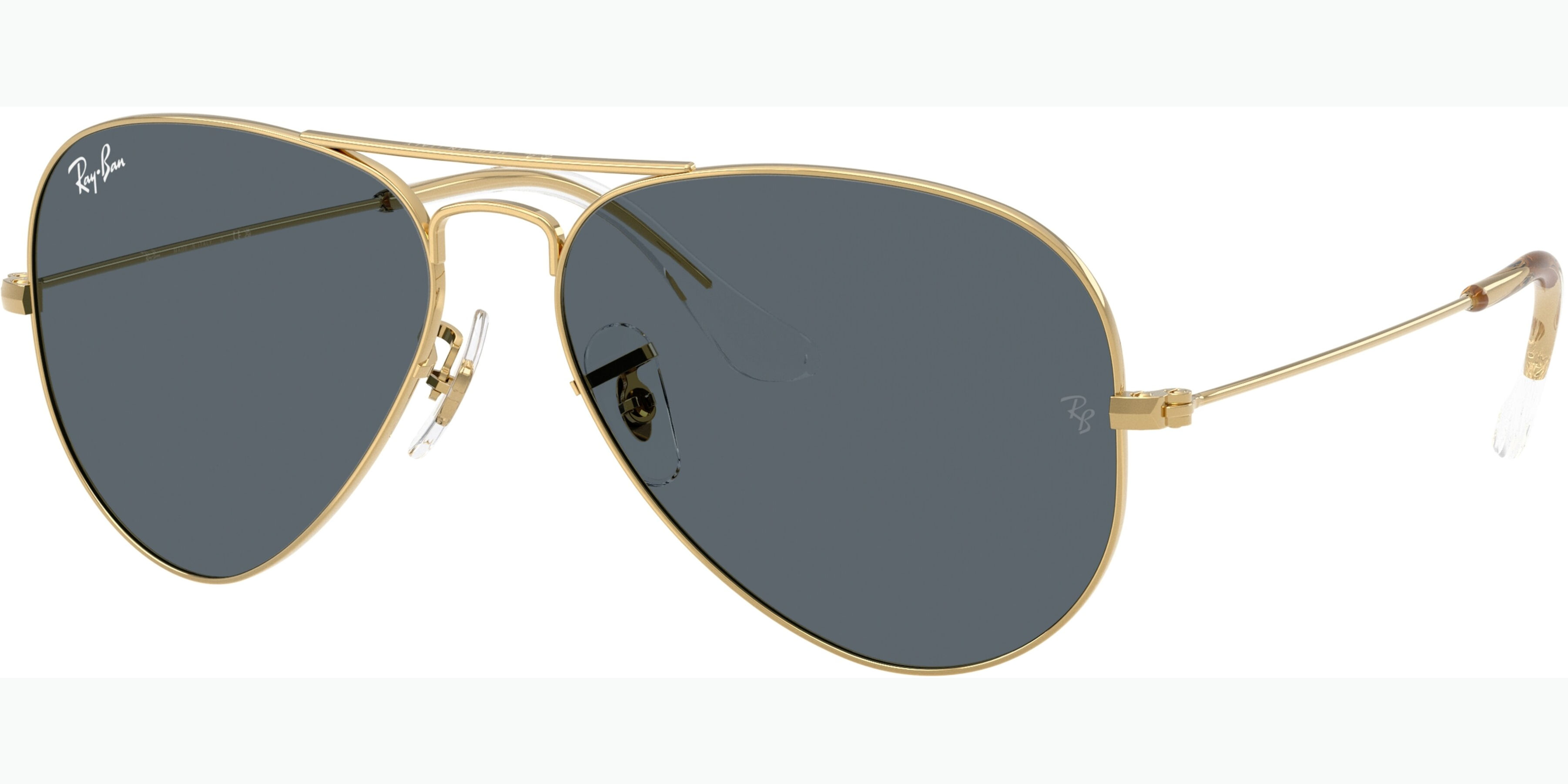 Sluneční brýle Ray-Ban® model 3025, barva obruby zlatá lesk, čočka modrá, kód barevné varianty 9219R5. 