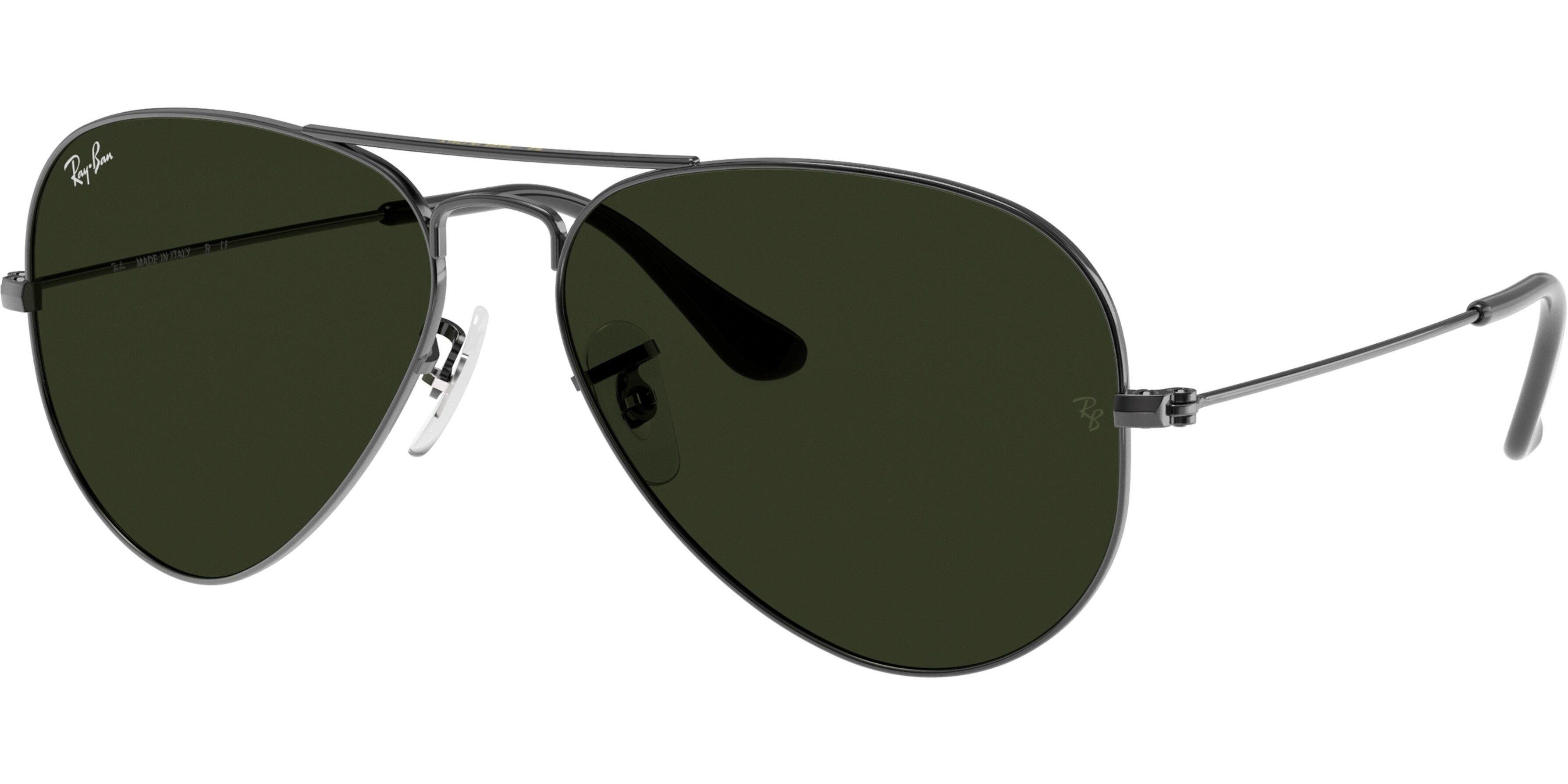 Sluneční brýle Ray-Ban® model 3025, barva obruby stříbrná lesk, čočka zelená, kód barevné varianty W0879. 