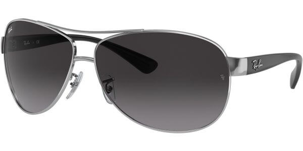 Sluneční brýle Ray-Ban® model 3386, barva obruby stříbrná lesk černá, čočka šedá gradál, kód barevné varianty 0038G. 