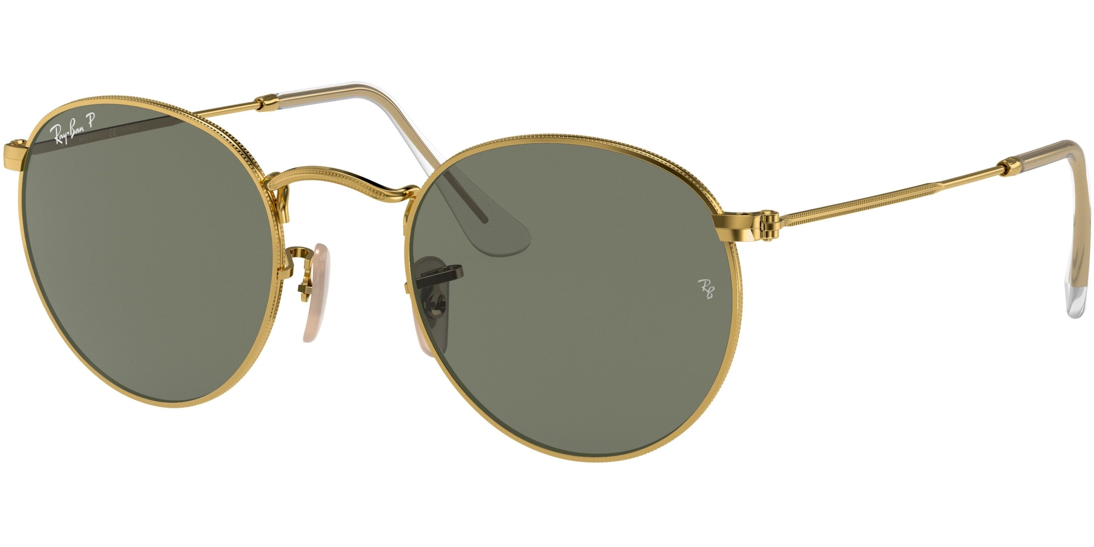 Sluneční brýle Ray-Ban® model 3447, barva obruby zlatá lesk, čočka zelená polarizovaná, kód barevné varianty 00158. 