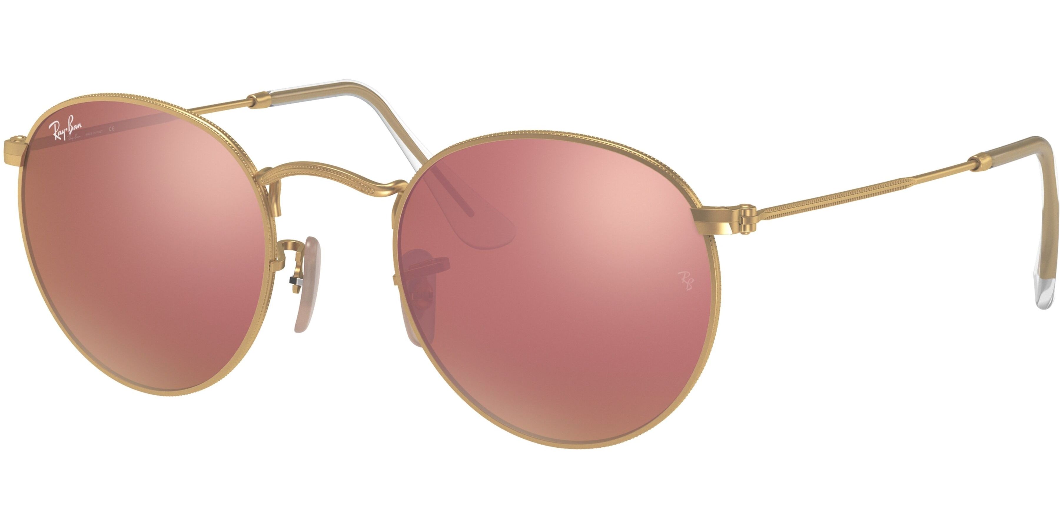 Sluneční brýle Ray-Ban® model 3447, barva obruby zlatá mat, čočka růžová zrcadlo, kód barevné varianty 112Z2. 