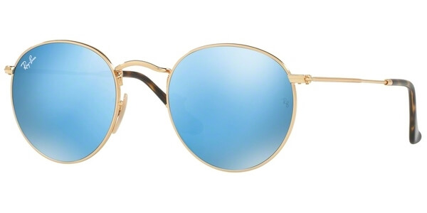 Sluneční brýle Ray-Ban® model 3447N, barva obruby zlatá lesk, čočka modrá zrcadlo, kód barevné varianty 0019O. 