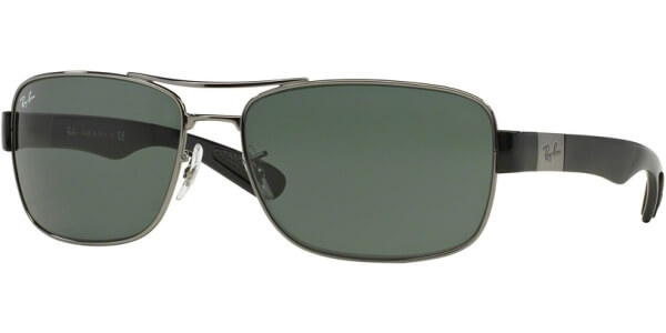 Sluneční brýle Ray-Ban® model 3522, barva obruby šedá lesk černá, čočka zelená, kód barevné varianty 00471. 