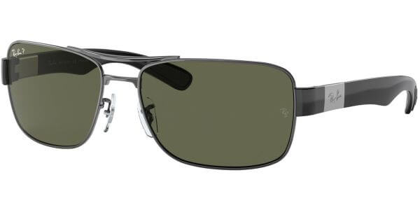 Sluneční brýle Ray-Ban® model 3522, barva obruby šedá lesk černá, čočka zelená polarizovaná, kód barevné varianty 0049A. 