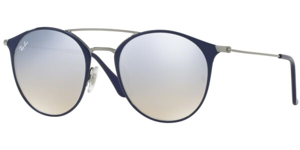 Sluneční brýle Ray-Ban® model 3546, barva obruby modrá lesk šedá, čočka stříbrná zrcadlo gradál, kód barevné varianty 90109U. 