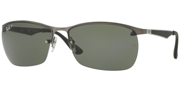 Sluneční brýle Ray-Ban® model 3550, barva obruby stříbrná mat černá, čočka zelená polarizovaná, kód barevné varianty 0299A. 
