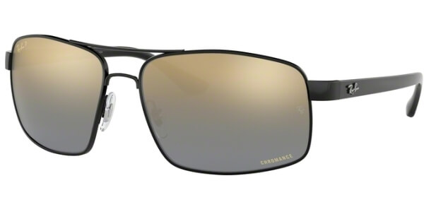 Sluneční brýle Ray-Ban® model 3604CH, barva obruby černá lesk, čočka zlatá zrcadlo gradál polarizovaná, kód barevné varianty 002J0. 