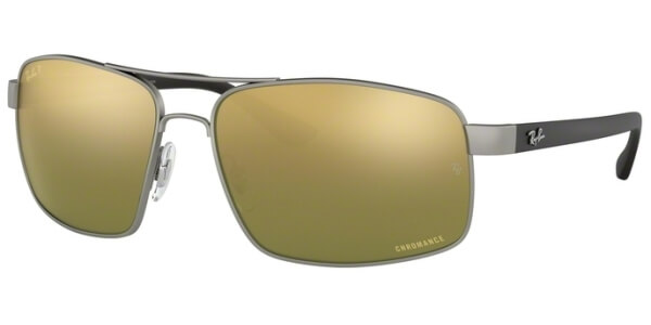 Sluneční brýle Ray-Ban® model 3604CH, barva obruby šedá mat černá, čočka zlatá zrcadlo gradál polarizovaná, kód barevné varianty 0296O. 