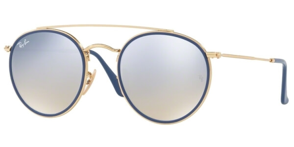 Sluneční brýle Ray-Ban® model 3647N, barva obruby modrá mat zlatá, čočka stříbrná zrcadlo gradál, kód barevné varianty 0019U. 