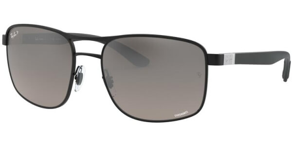 Sluneční brýle Ray-Ban® model 3660CH, barva obruby černá mat, čočka šedá zrcadlo gradál polarizovaná, kód barevné varianty 1865J. 