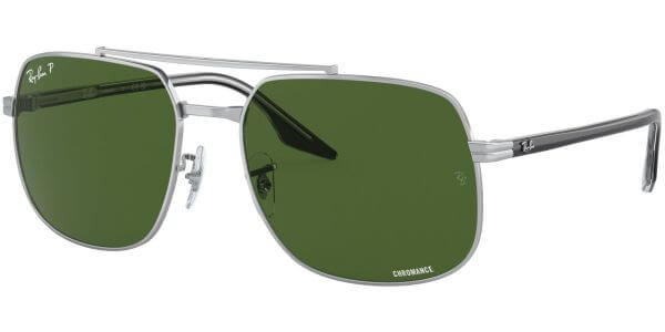 Sluneční brýle Ray-Ban® model 3699, barva obruby stříbrná lesk černá, čočka zelená polarizovaná, kód barevné varianty 003P1. 