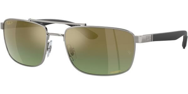 Sluneční brýle Ray-Ban® model 3737CH, barva obruby šedá lesk černá, čočka zlatá zrcadlo gradál polarizovaná, kód barevné varianty 0046O. 