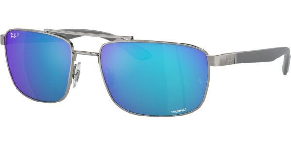 Sluneční brýle Ray-Ban® model 3737CH, barva obruby šdá lesk šedá, čočka modrá zrcadlo polarizovaná, kód barevné varianty 004A1. 