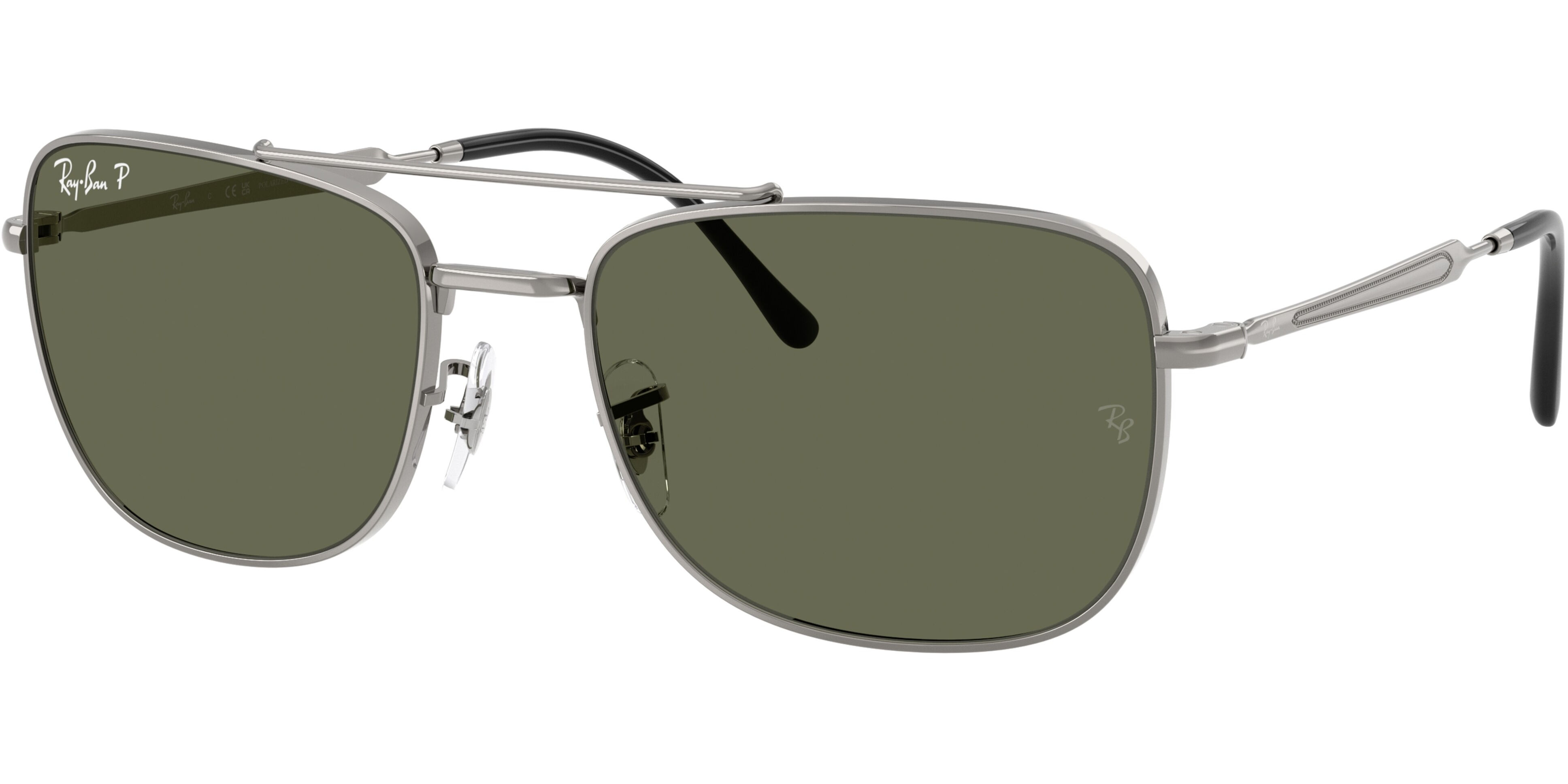 Sluneční brýle Ray-Ban® model 3755, barva obruby šedá lesk, čočka zelená polarizovaná, kód barevné varianty 00458. 