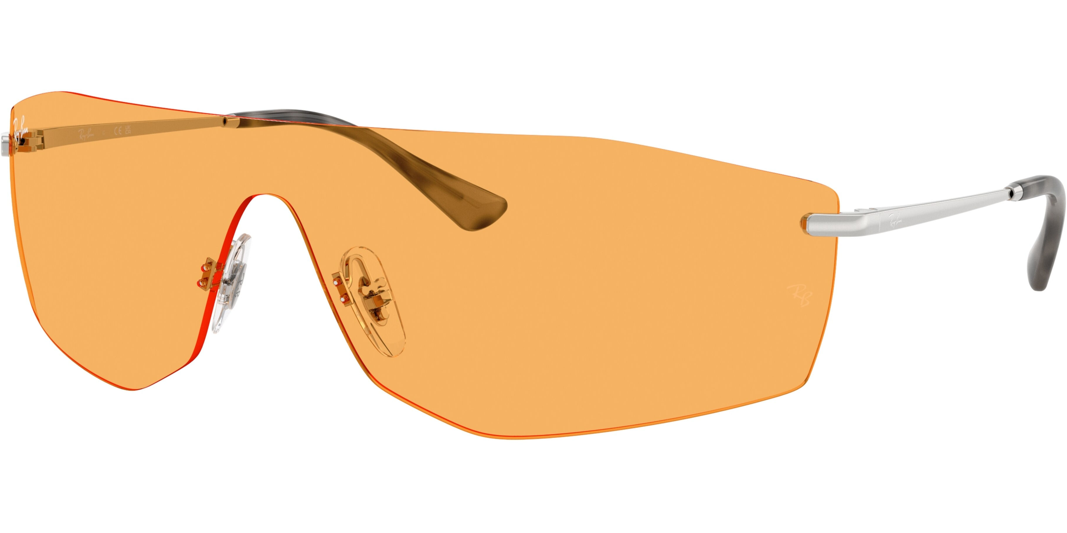 Sluneční brýle Ray-Ban® model 3781, barva obruby oranžová lesk stříbrná, čočka oranžová, kód barevné varianty 00385. 