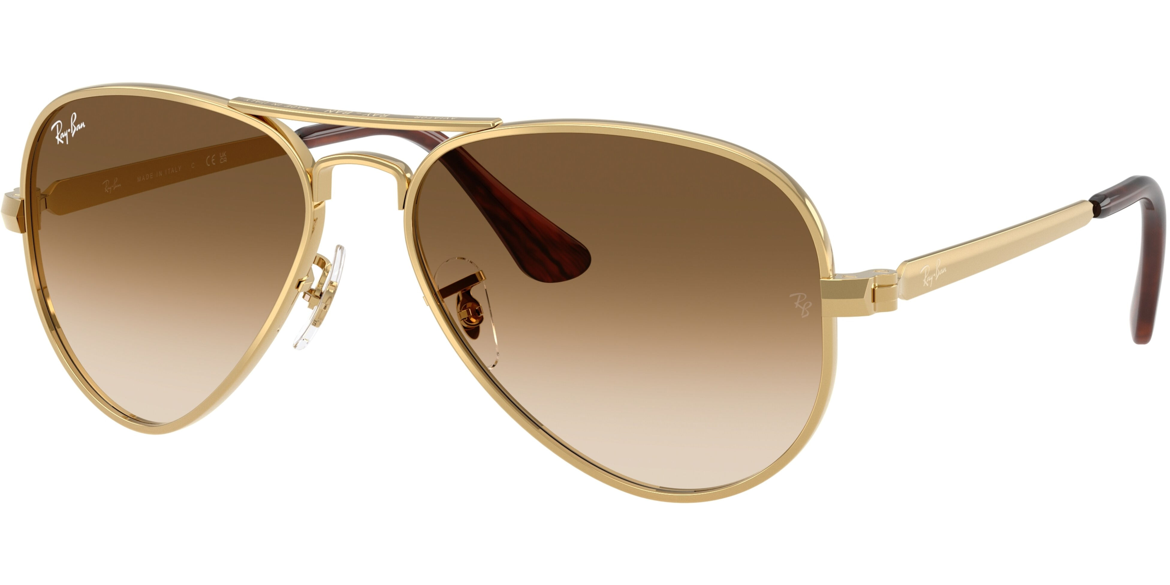 Sluneční brýle Ray-Ban® model 3925, barva obruby zlatá lesk, čočka hnědá gradál polarizovaná, kód barevné varianty 00151. 