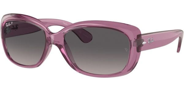 Sluneční brýle Ray-Ban® model 4101, barva obruby fialová lesk čirá, čočka šedá gradál polarizovaná, kód barevné varianty 6591M3. 