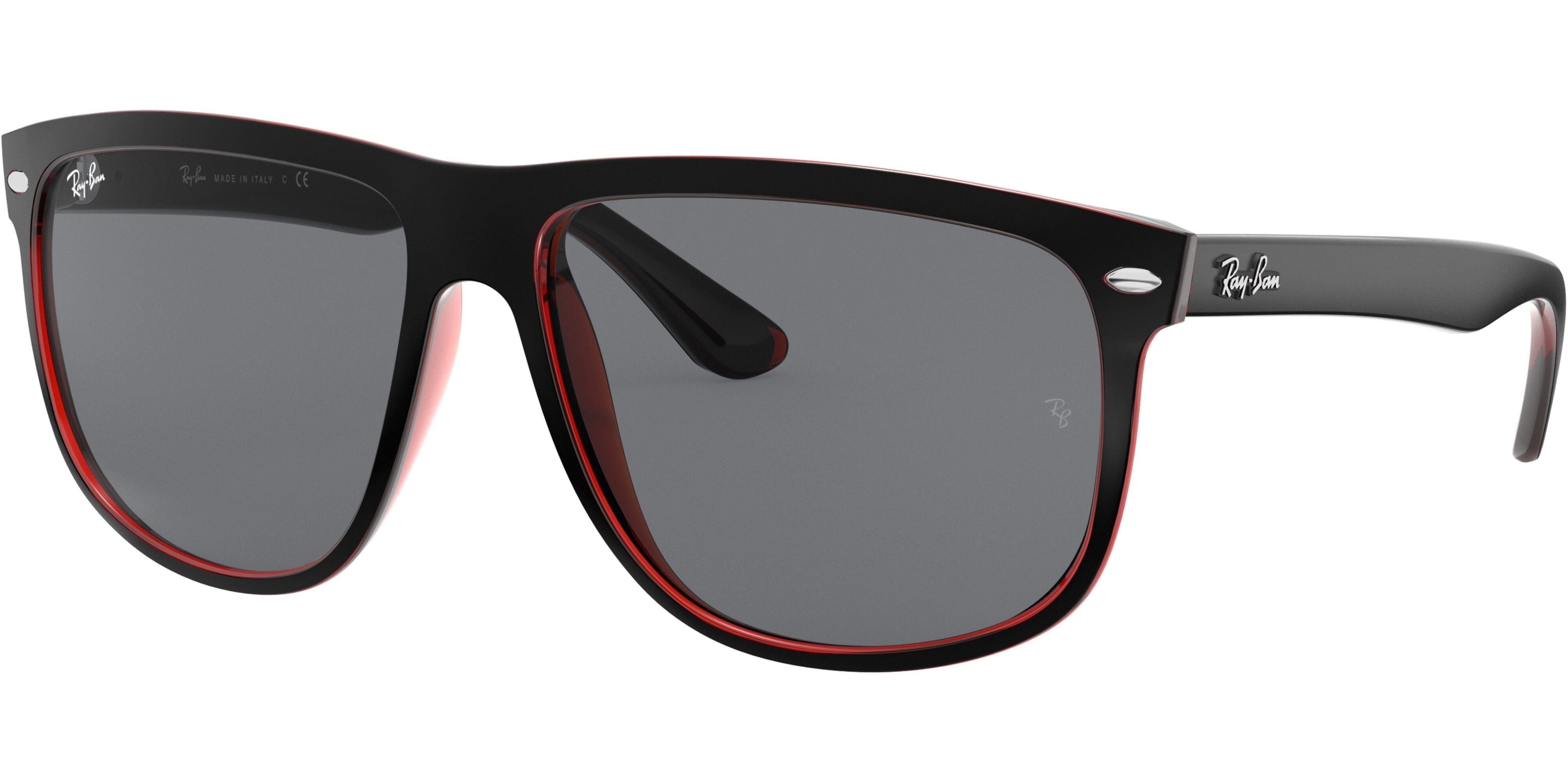 Sluneční brýle Ray-Ban® model 4147, barva obruby černá mat červená, čočka šedá, kód barevné varianty 617187. 