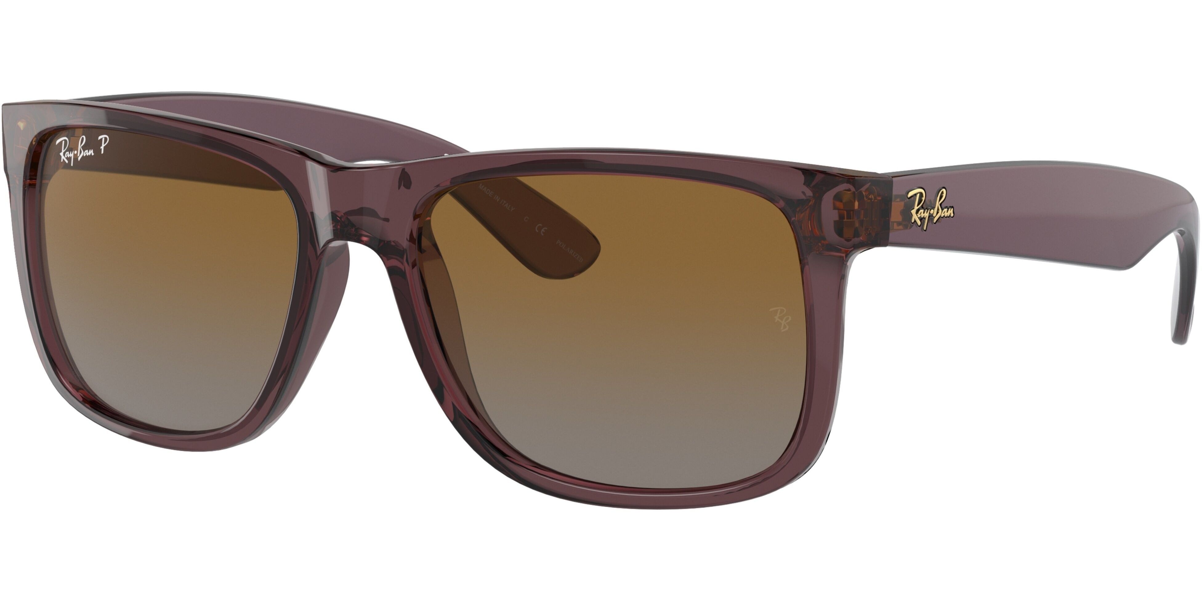 Sluneční brýle Ray-Ban® model 4165, barva obruby hnědá lesk čirá, čočka šedá gradál polarizovaná, kód barevné varianty 6597T5. 