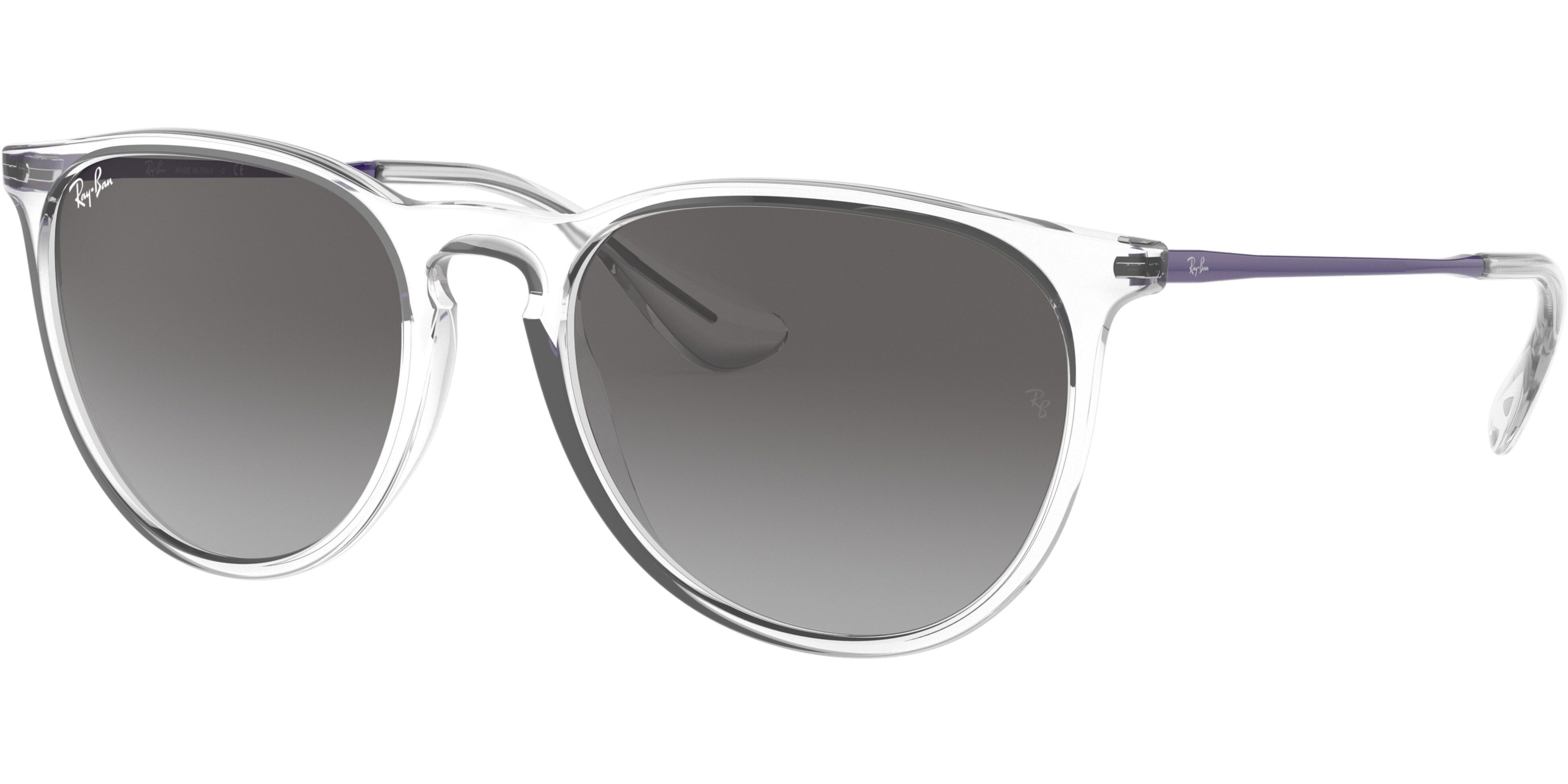 Sluneční brýle Ray-Ban® model 4171, barva obruby čirá lesk fialová, čočka šedá gradál, kód barevné varianty 651611. 