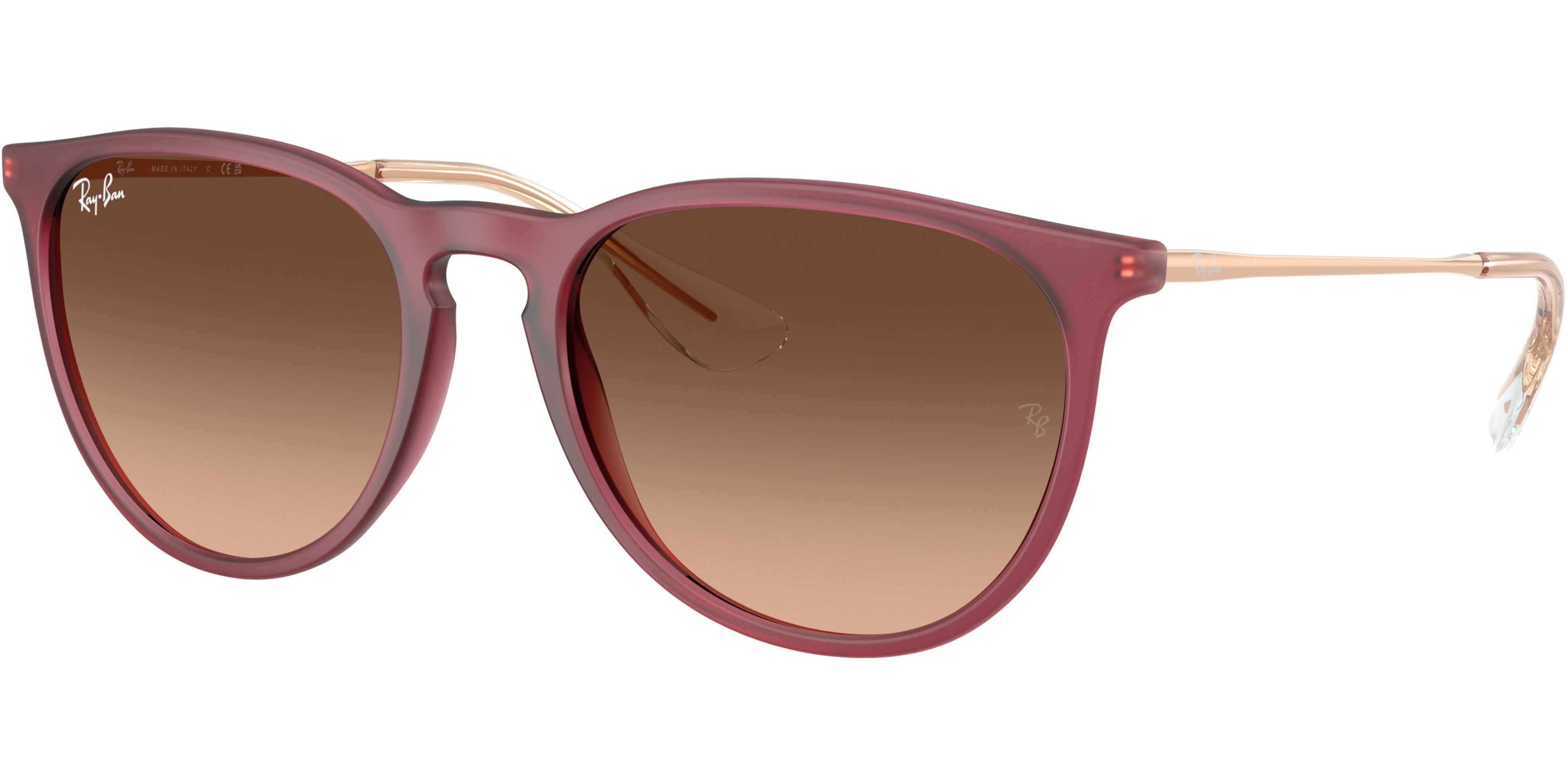 Sluneční brýle Ray-Ban® model 4171, barva obruby fialová mat bronzová, čočka hnědá gradál polarizovaná, kód barevné varianty 6815A5. 