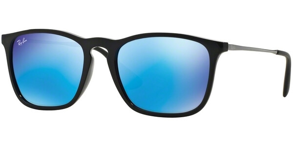 Sluneční brýle Ray-Ban® model 4187, barva obruby černá lesk stříbrná, čočka modrá zrcadlo, kód barevné varianty 60155. 
