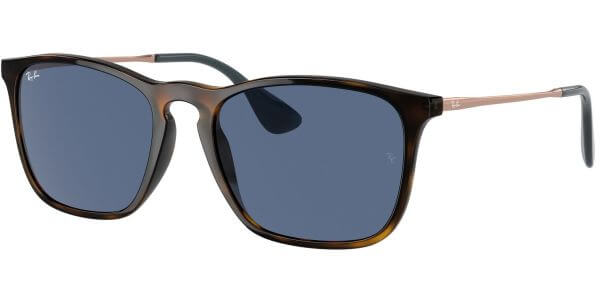 Sluneční brýle Ray-Ban® model 4187, barva obruby hnědá lesk bronzová, čočka modrá, kód barevné varianty 639080. 