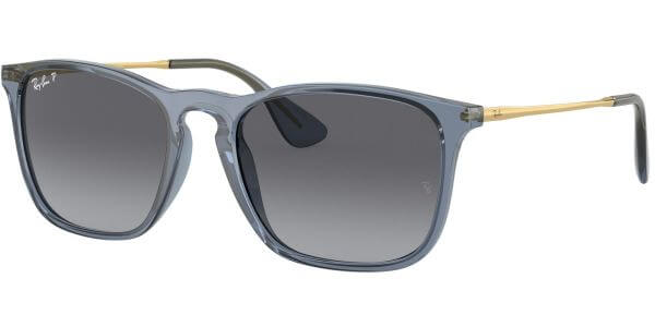 Sluneční brýle Ray-Ban® model 4187, barva obruby modrá lesk čirá, čočka šedá gradál polarizovaná, kód barevné varianty 6592T3. 