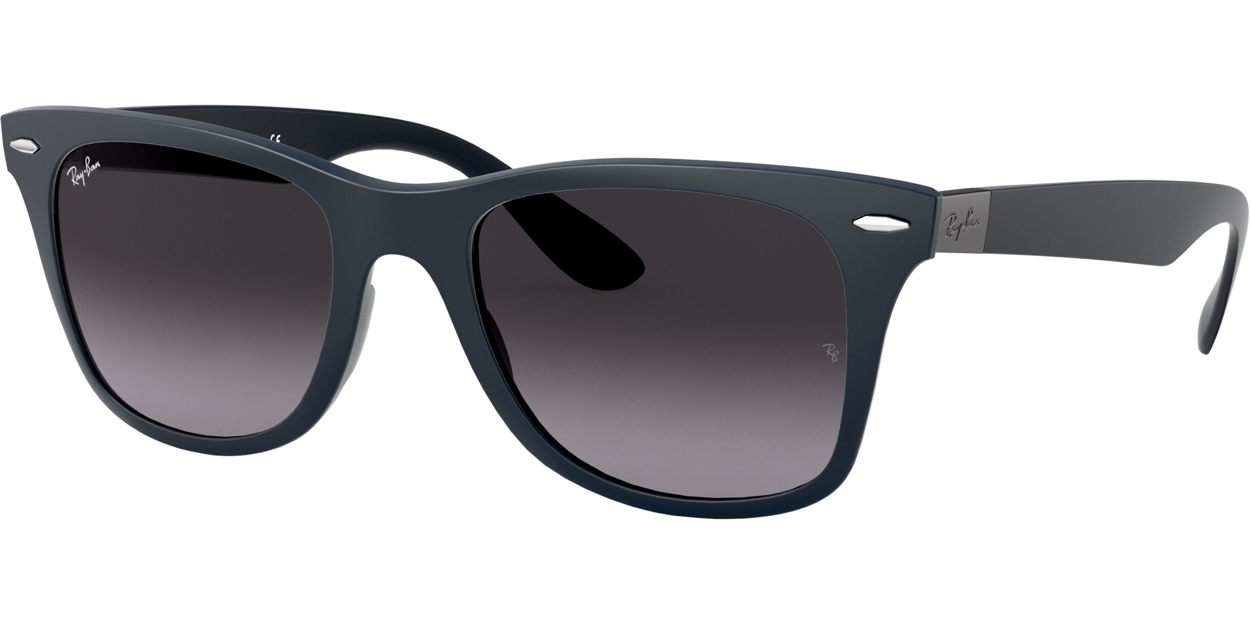 Sluneční brýle Ray-Ban® model 4195, barva obruby modrá mat, čočka šedá gradál polarizovaná, kód barevné varianty 63318G. 