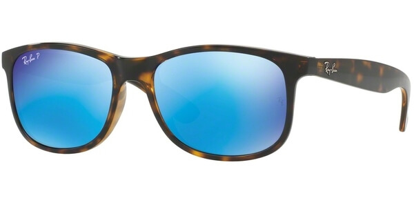 Sluneční brýle Ray-Ban® model 4202, barva obruby hnědá lesk, čočka modrá zrcadlo polarizovaná, kód barevné varianty 7109R. 