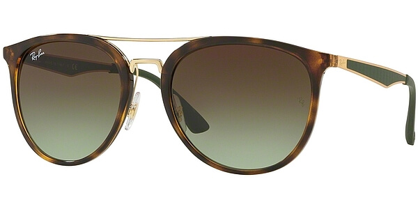 Sluneční brýle Ray-Ban® model 4285, barva obruby hnědá lesk zlatá, čočka zelená gradál, kód barevné varianty 6372E8. 