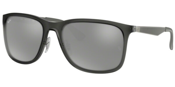 Sluneční brýle Ray-Ban® model 4313, barva obruby šedá mat čirá, čočka stříbrná zrcadlo gradál, kód barevné varianty 637988. 