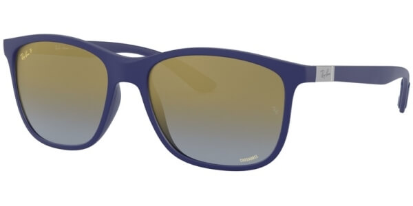 Sluneční brýle Ray-Ban® model 4330CH, barva obruby modrá mat, čočka zlatá zrcadlo gradál polarizovaná, kód barevné varianty 6015J0. 