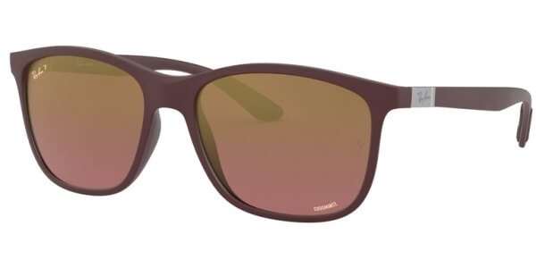 Sluneční brýle Ray-Ban® model 4330CH, barva obruby fialová mat, čočka zlatá zrcadlo gradál polarizovaná, kód barevné varianty 64456B. 