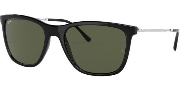 Sluneční brýle Ray-Ban® model 4344, barva obruby černá lesk stříbrná, čočka zelená, kód barevné varianty 60131. 