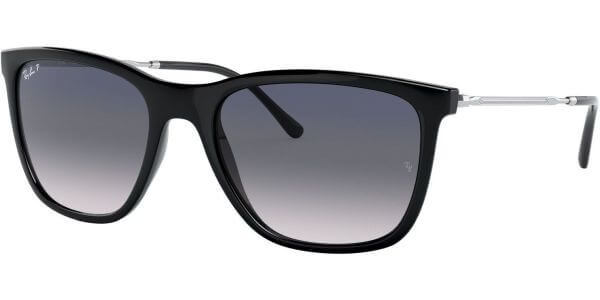Sluneční brýle Ray-Ban® model 4344, barva obruby černá lesk stříbrná, čočka modrá gradál polarizovaná, kód barevné varianty 60178. 