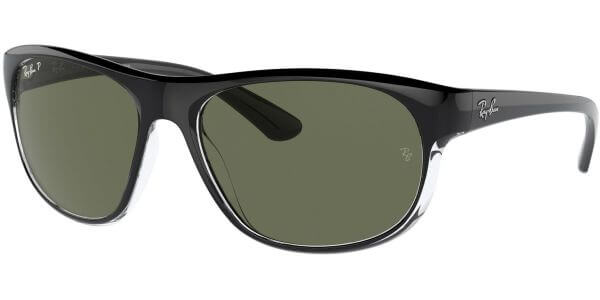 Sluneční brýle Ray-Ban® model 4351, barva obruby černá lesk čirá, čočka zelená polarizovaná, kód barevné varianty 60399A. 