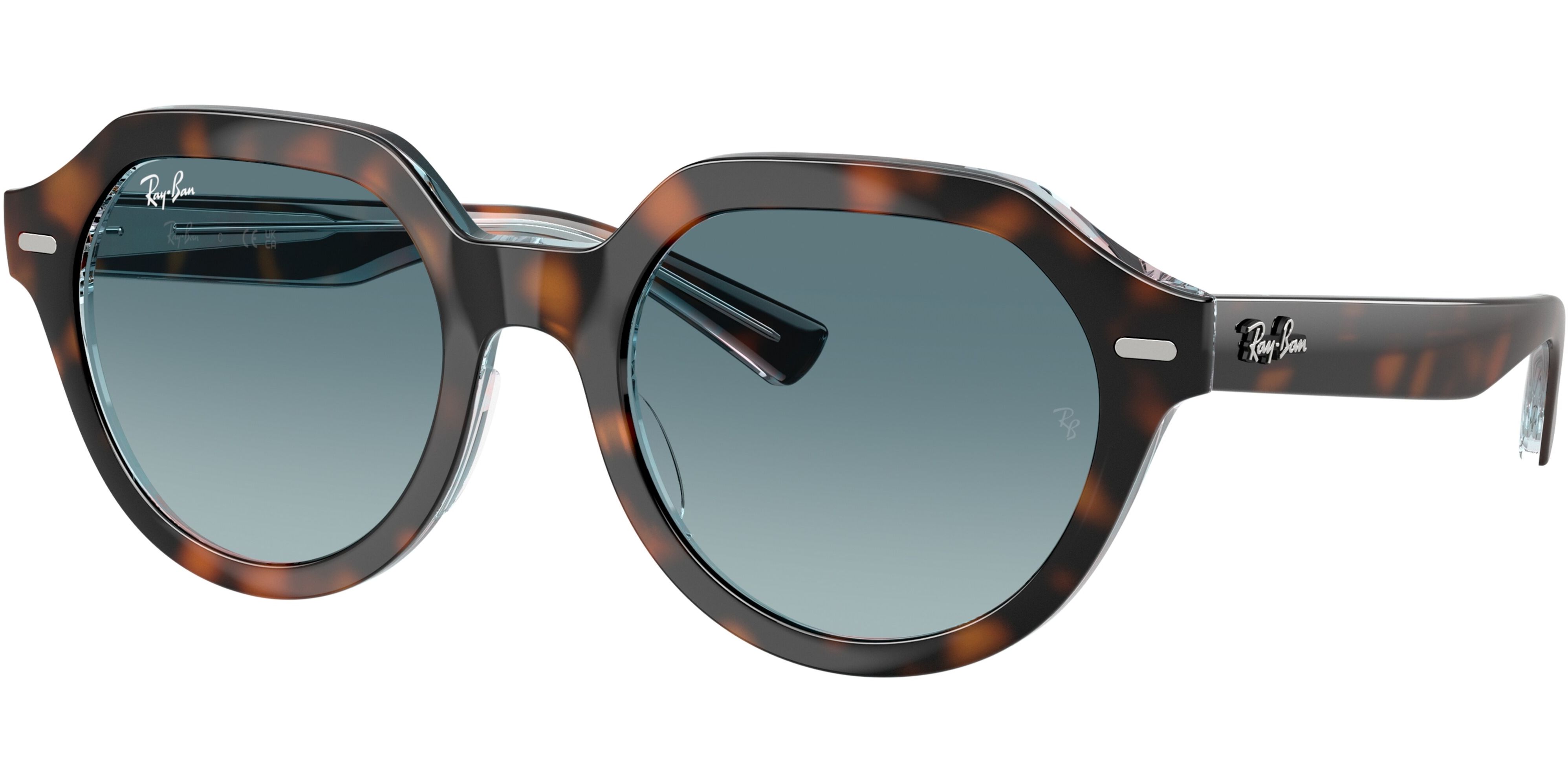 Sluneční brýle Ray-Ban® model 4399, barva obruby hnědá lesk, čočka modrá gradál, kód barevné varianty 14133M. 