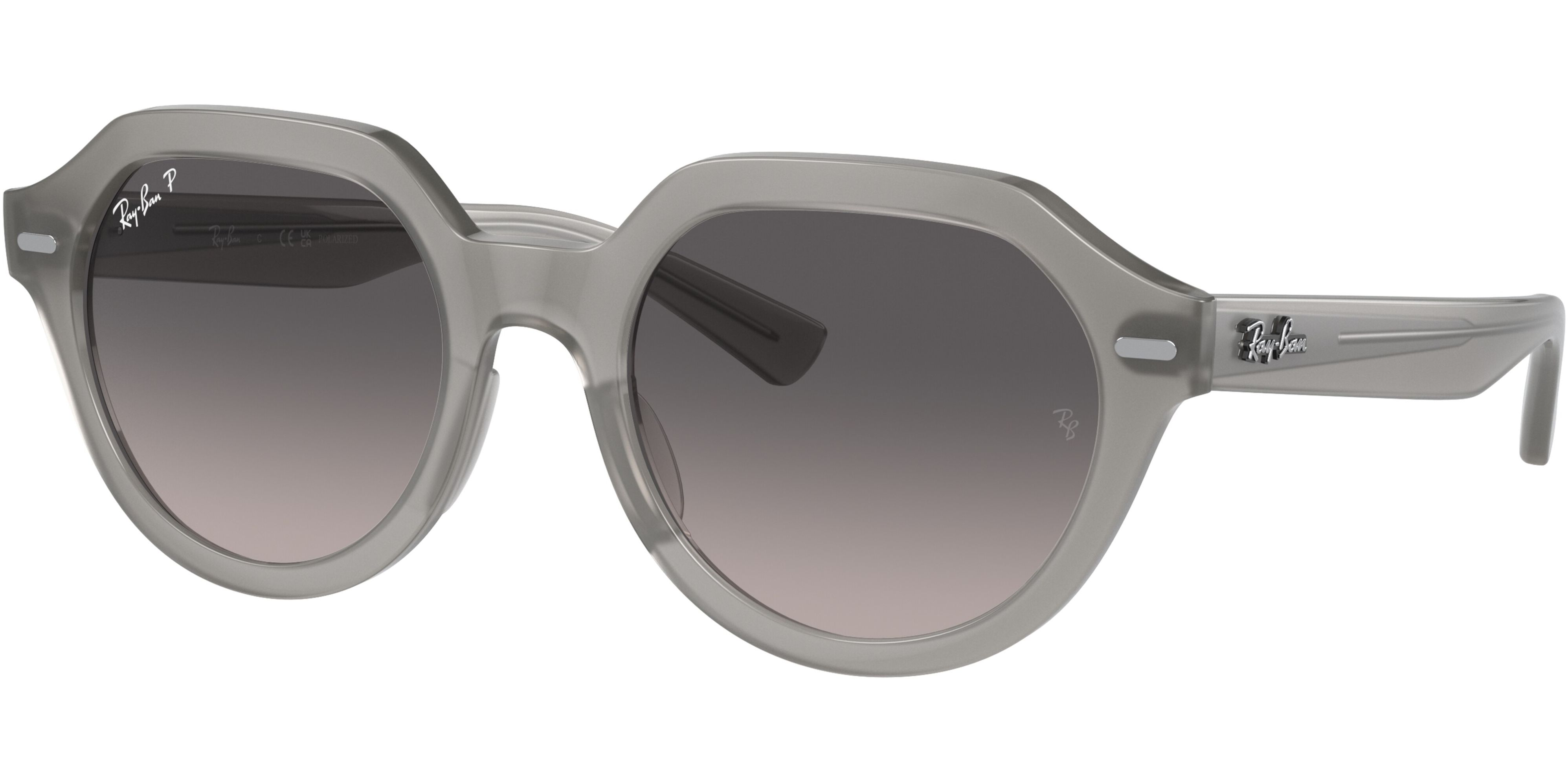 Sluneční brýle Ray-Ban® model 4399, barva obruby šedá lesk, čočka šedá polarizovaná, kód barevné varianty 6429M3. 