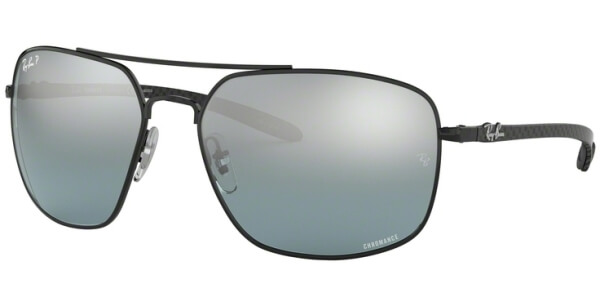 Sluneční brýle Ray-Ban® model 8322CH, barva obruby černá lesk, čočka stříbrná zrcadlo gradál polarizovaná, kód barevné varianty 0025L. 