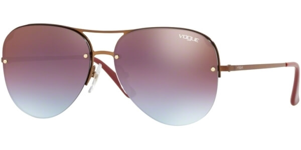Sluneční brýle Vogue model 4080S, barva obruby fialová lesk bronzová, čočka červená zrcadlo gradál, kód barevné varianty 5074H7. 