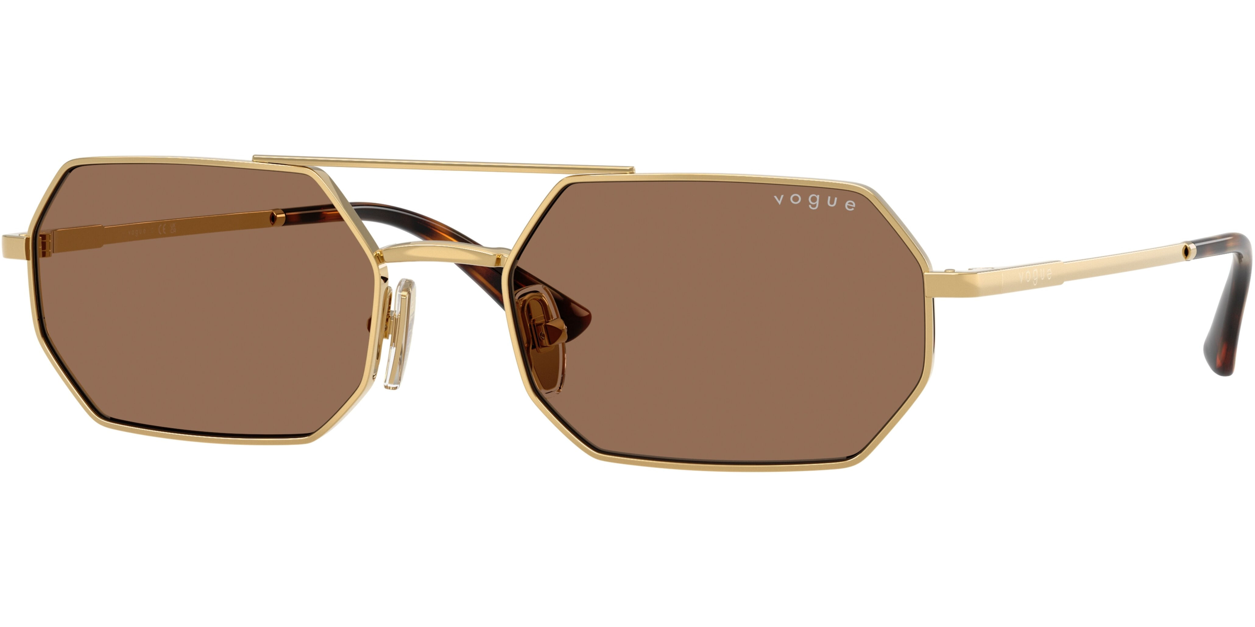 Sluneční brýle Vogue model 4329S, barva obruby zlatá lesk, čočka hnědá, kód barevné varianty 28073. 
