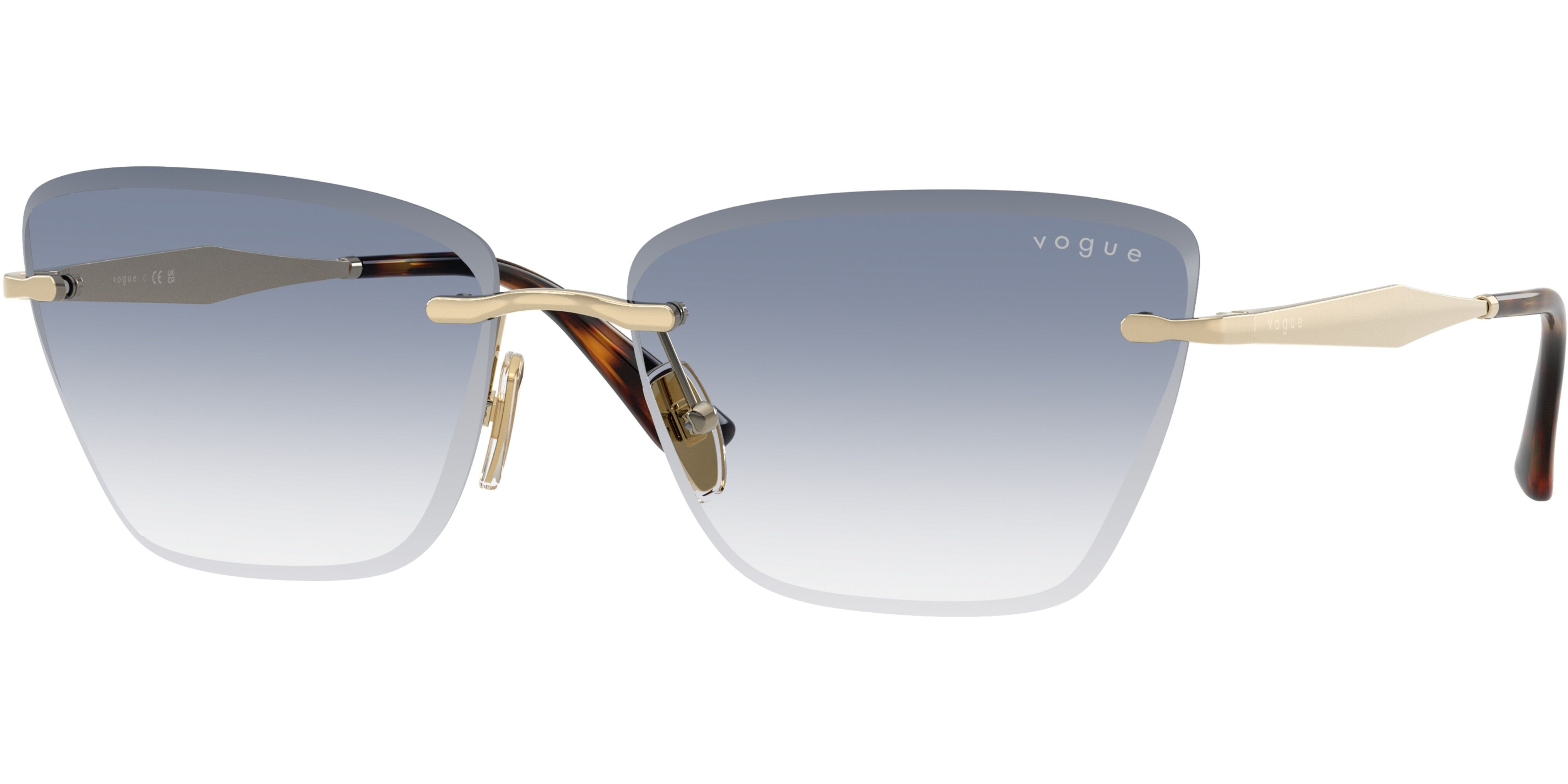 Sluneční brýle Vogue model 4332S, barva obruby zlatá lesk, čočka modrá gradál, kód barevné varianty 84819. 
