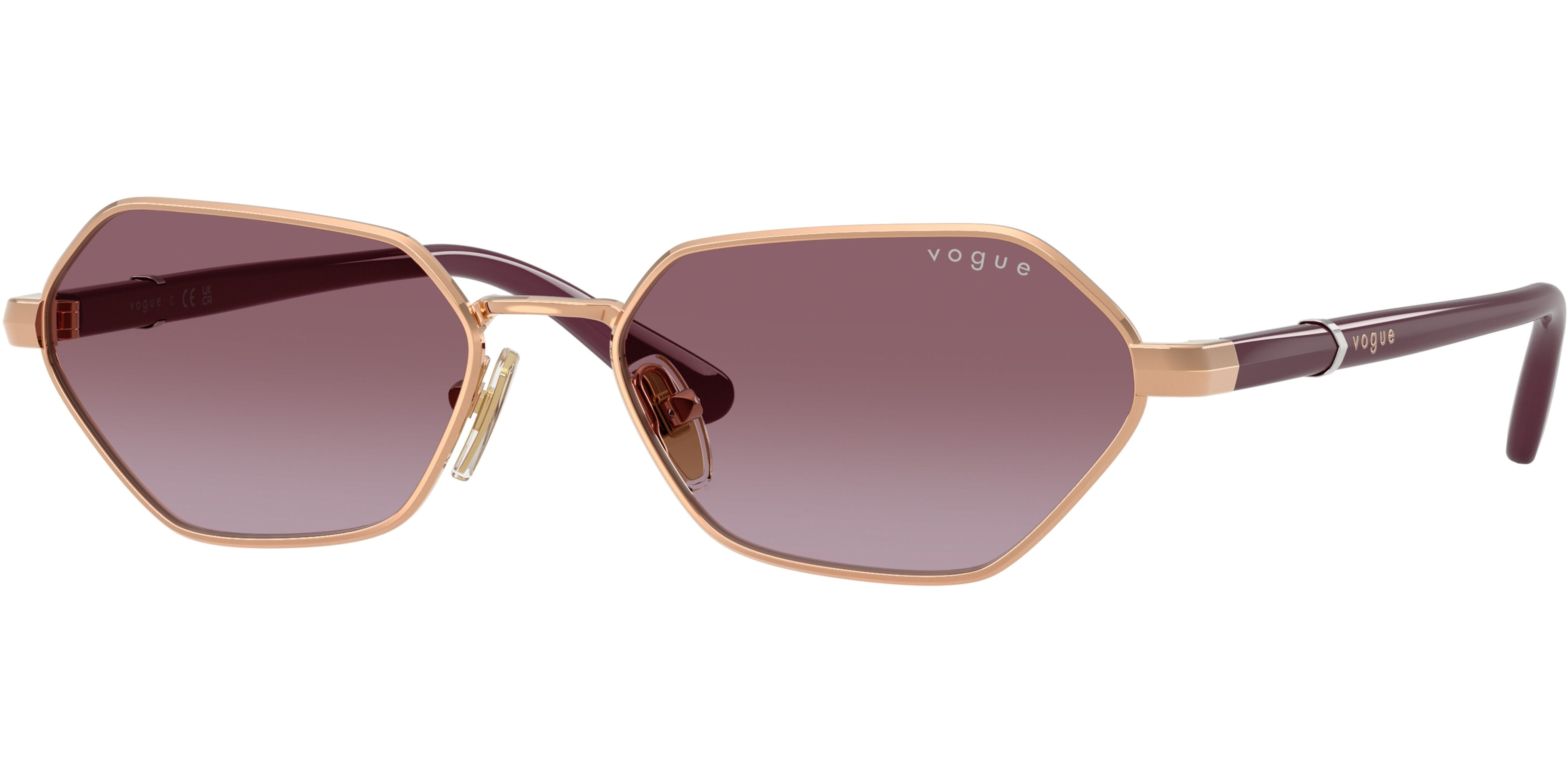 Sluneční brýle Vogue model 4349S, barva obruby bronzová lesk fialová, čočka fialová gradál, kód barevné varianty 51528H. 