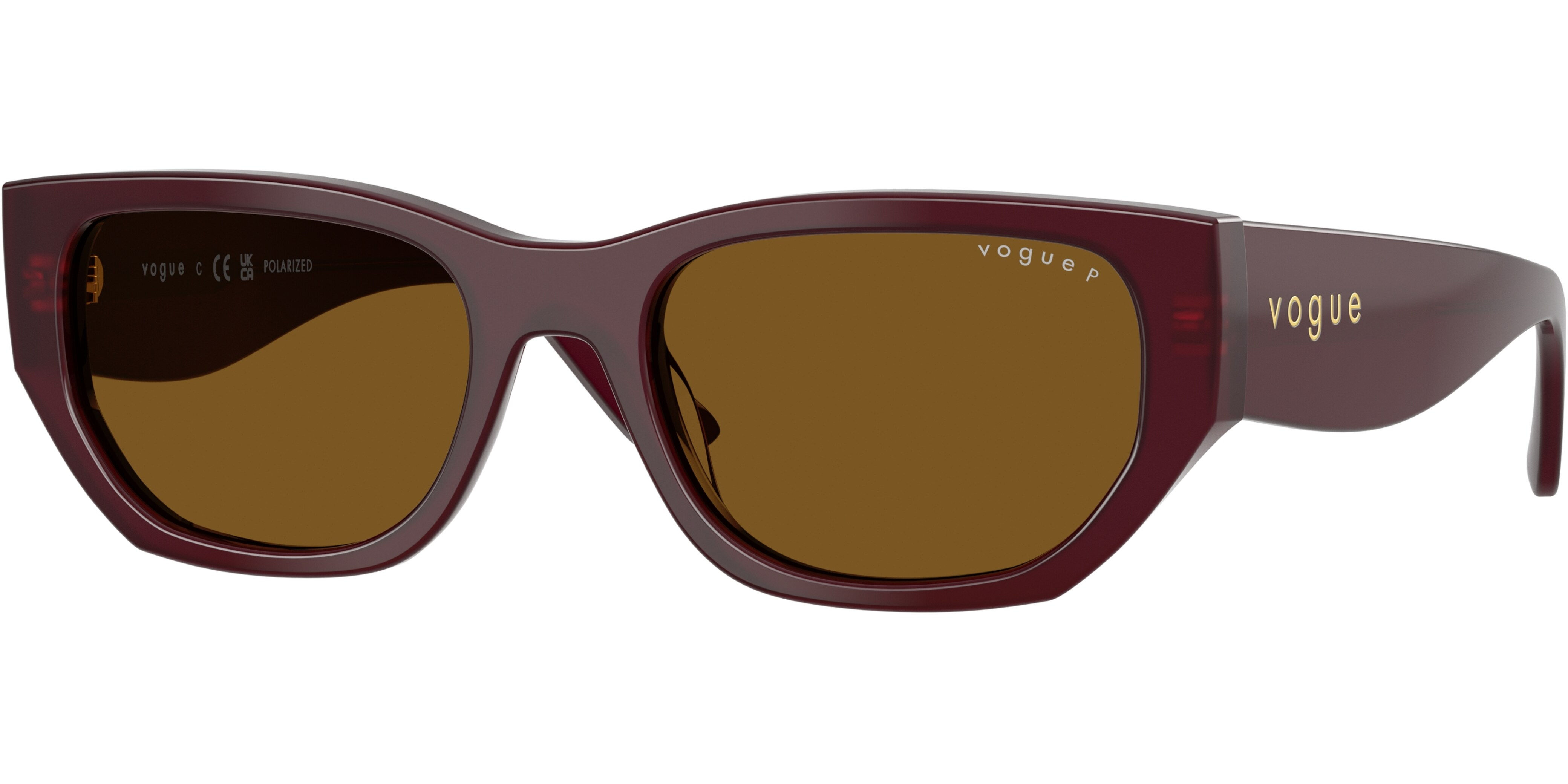 Sluneční brýle Vogue model 5586S, barva obruby vínová lesk, čočka hnědá polarizovaná, kód barevné varianty 328483. 