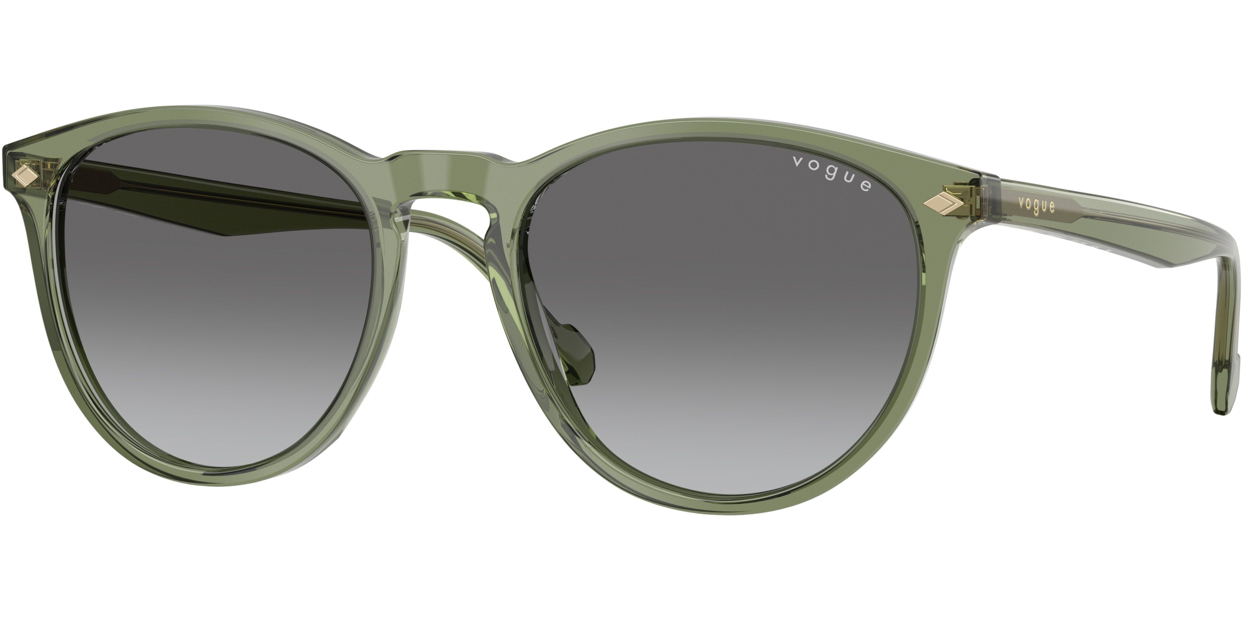 Sluneční brýle Vogue model 5599S, barva obruby zelená lesk, čočka šedá gradál polarizovaná, kód barevné varianty 318711. 