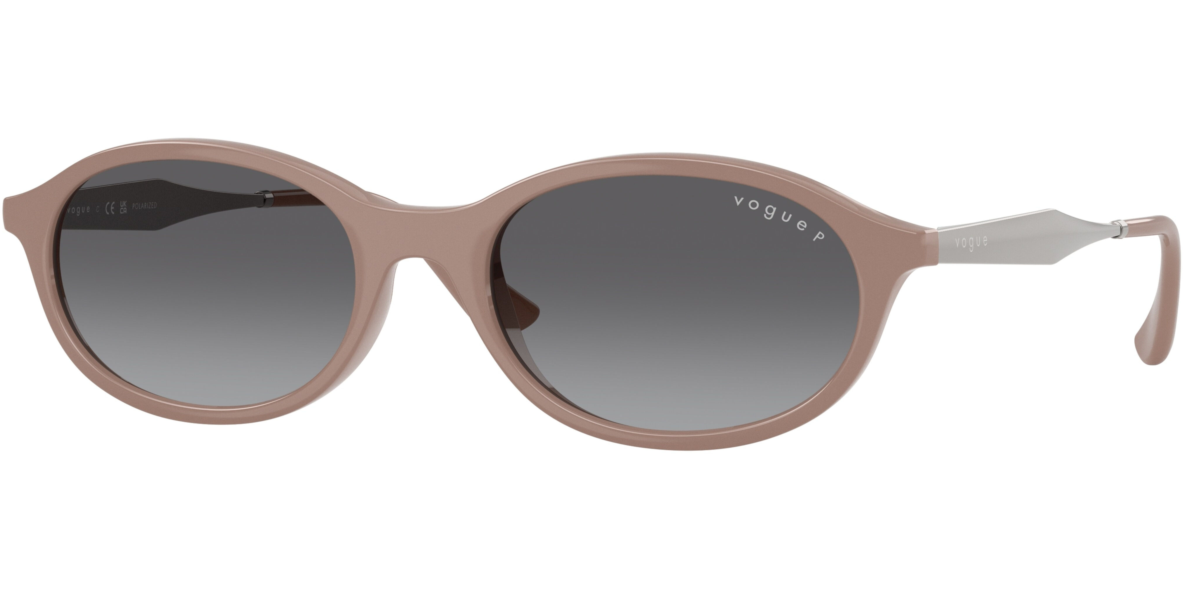 Sluneční brýle Vogue model 5625S, barva obruby béžová lesk šedá, čočka šedá gradál polarizovaná, kód barevné varianty 3272T3. 