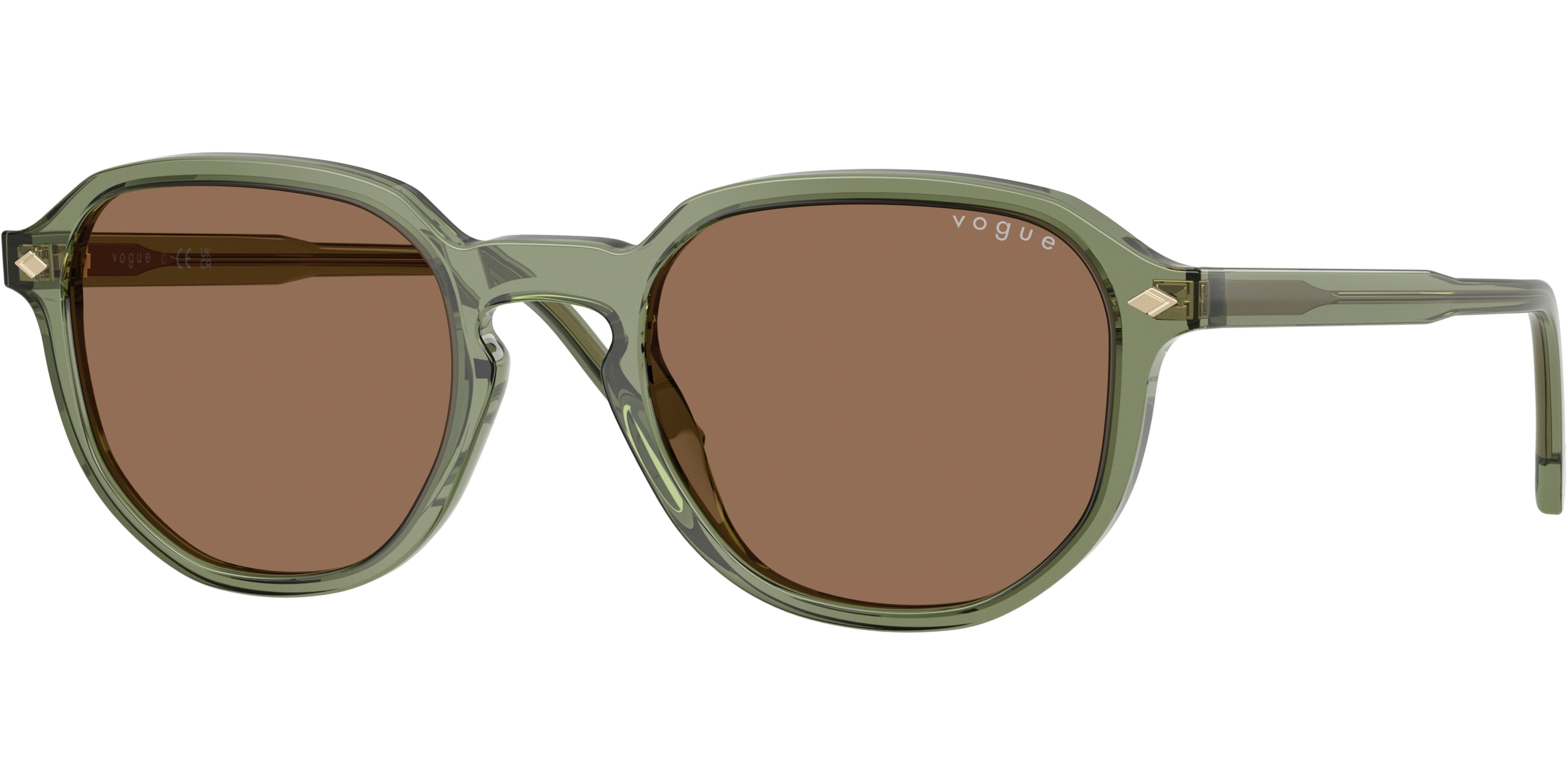 Sluneční brýle Vogue model 5707S, barva obruby zelená lesk, čočka hnědá gradál, kód barevné varianty 318773. 